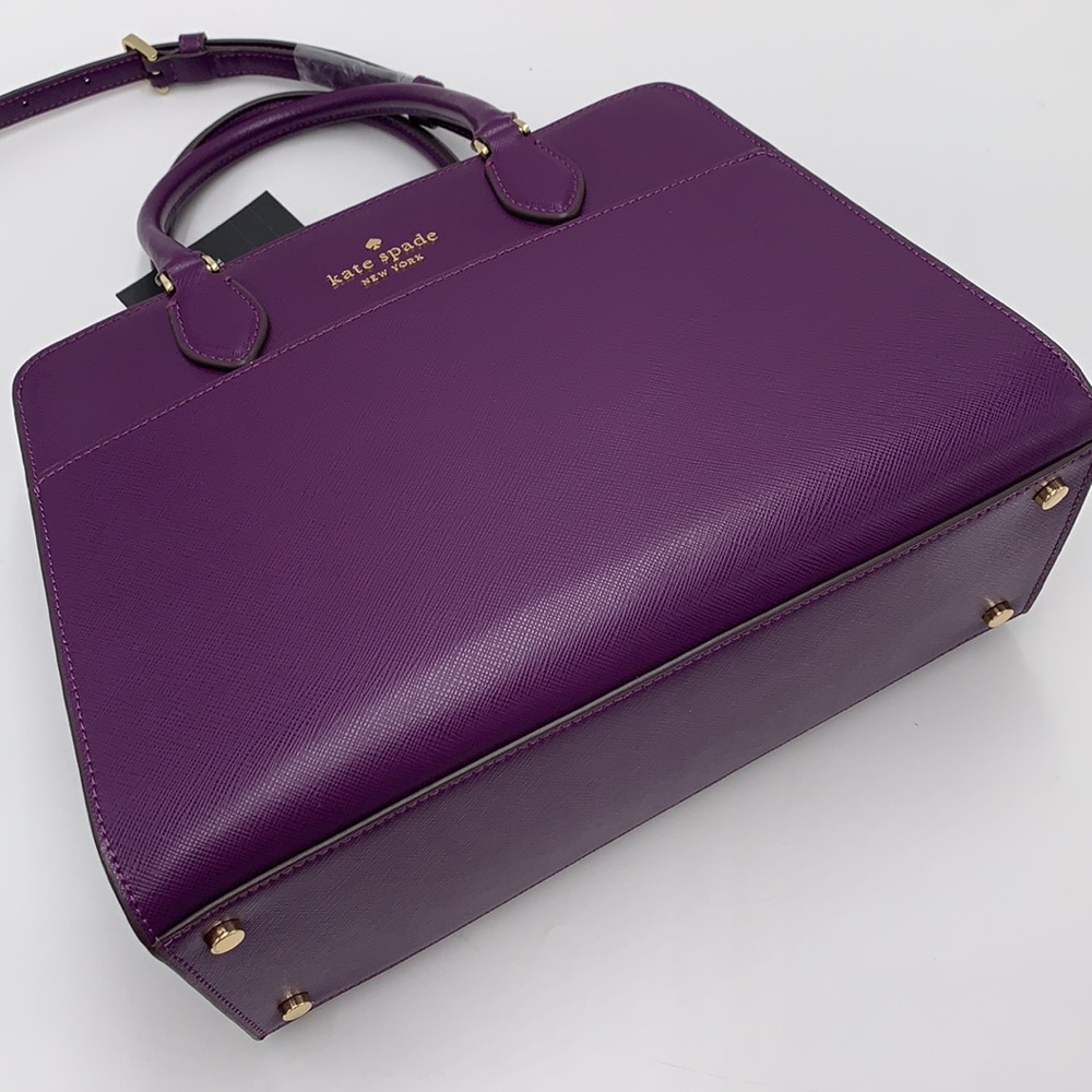 KATE SPADE Madison Saffiano Leather Medium Satchel RIPE PLUM COLOR - Picture 13 of 13